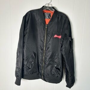 NEW Budweiser Black Varsity Bomber Jacket XL
